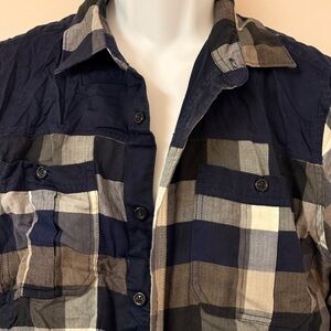 Sean John Navy Plaid Button-Down Shirt